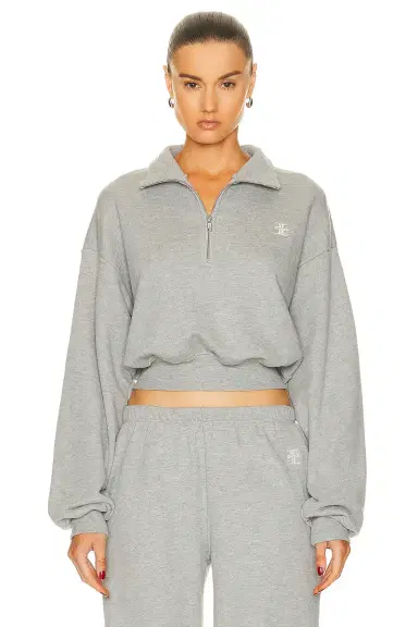 ÉTERNE Cropped Half Zip Sweatshirt | Thumbnail 1