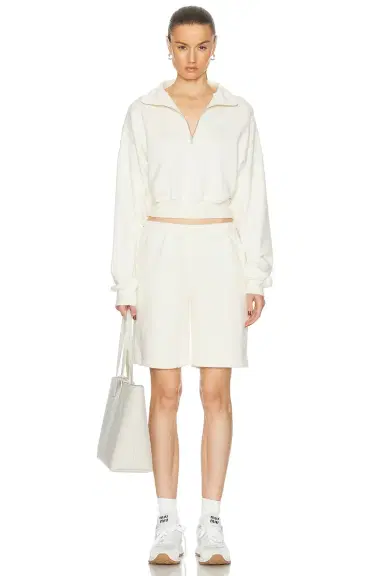 ÉTERNE Cropped Half Zip Sweatshirt | Thumbnail 4