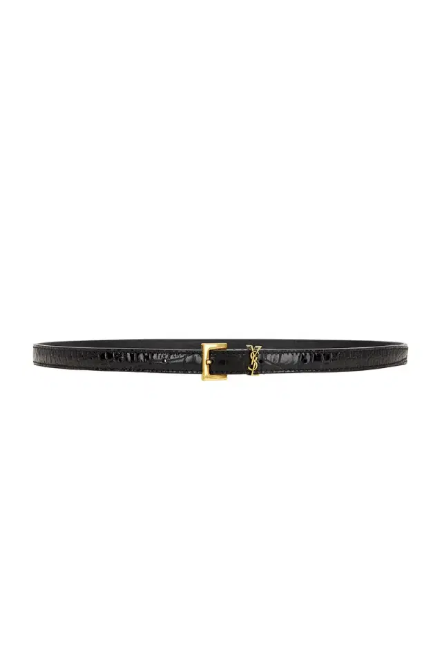 Saint Laurent Cassandre Thin Leather Belt