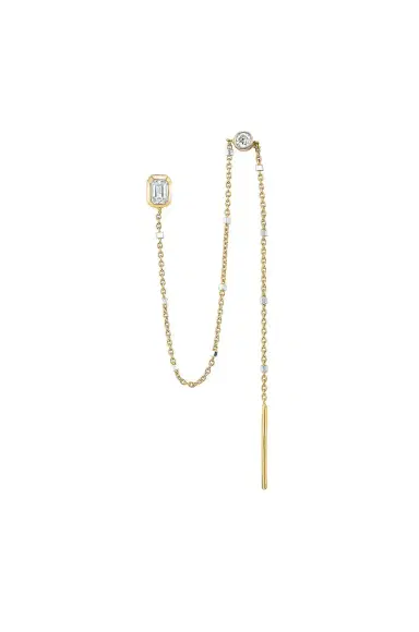 LOGAN HOLLOWELL Baby Emerald Cut Diamond Twinkle Single Earring | Thumbnail 1 LOGAN HOLLOWELL Baby Emerald Cut Diamond Twinkle Single Earring | Thumbnail 1