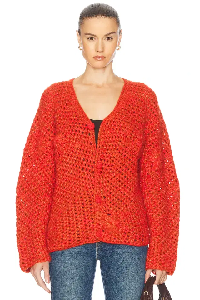 The Elder Statesman Crochet Boxy Cardigan