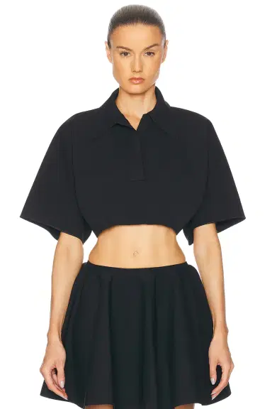Alaïa ALAΪA Crop Polo Top | Thumbnail 1 Alaïa ALAΪA Crop Polo Top | Thumbnail 1