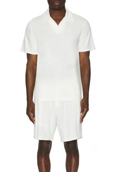 Frescobol Carioca Faustino Terry Cotton Blend Short Sleeve Polo | Thumbnail 3 Frescobol Carioca Faustino Terry Cotton Blend Short Sleeve Polo | Thumbnail 3