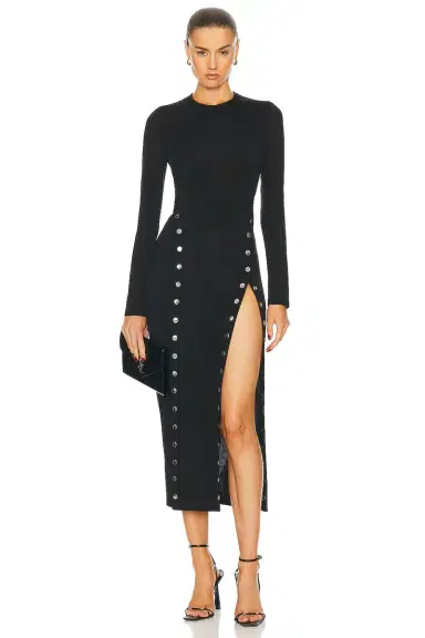 Fleur du Mal Midi Dress With Side Snaps | Thumbnail 1
