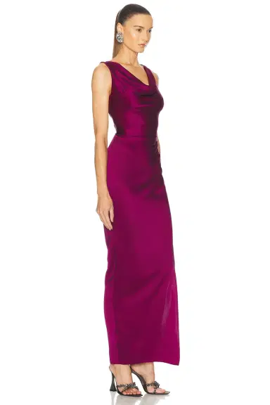 LaPointe Satin Cowl Neck Gown | Thumbnail 2