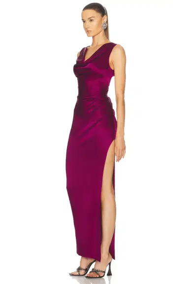 LaPointe Satin Cowl Neck Gown | Thumbnail 3