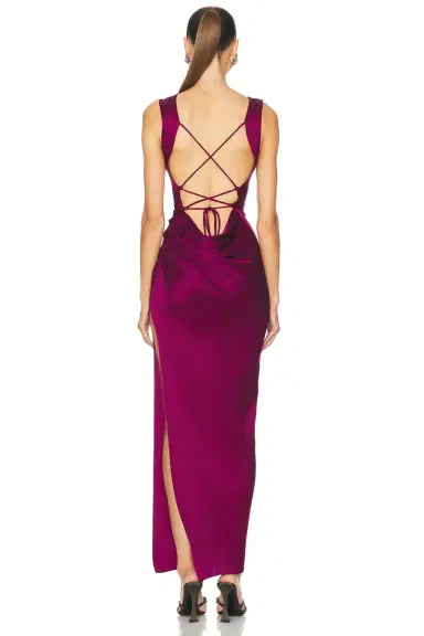 LaPointe Satin Cowl Neck Gown | Thumbnail 4