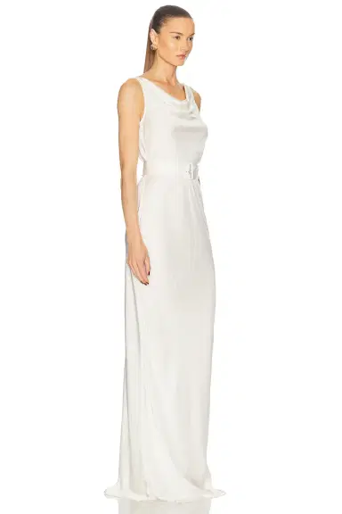 LaPointe Lightweight Satin Bias Belted Gown | Thumbnail 2