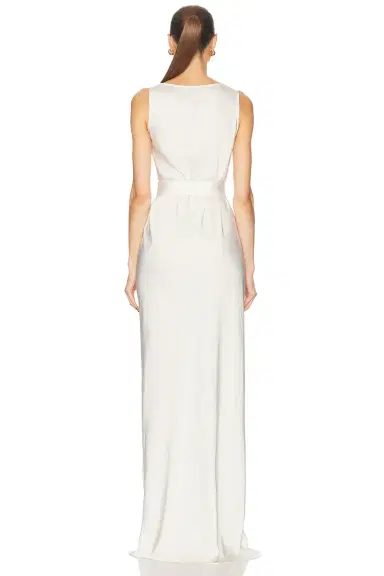 LaPointe Lightweight Satin Bias Belted Gown | Thumbnail 3