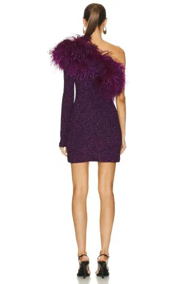 Lapointe Textured Metallic Jersey One Shoulder Ostrich Dress | Thumbnail 4