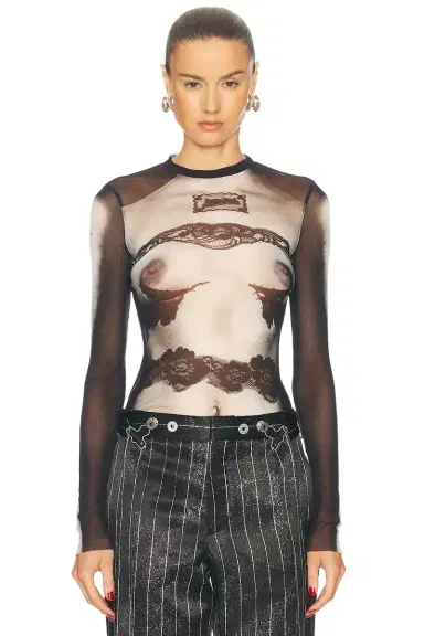 Jean Paul Gaultier Body Lace Mariniere Long Sleeve Top | Thumbnail 1
