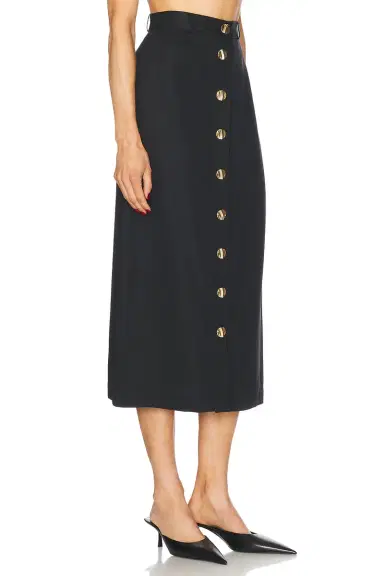 Matthew Bruch Button Front Midi Skirt | Thumbnail 2
