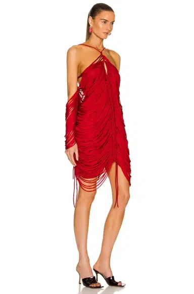 Bottega Veneta Shiny Viscose Fringe Knit Dress | Thumbnail 2 Bottega Veneta Shiny Viscose Fringe Knit Dress | Thumbnail 2