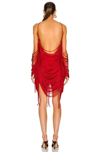 Bottega Veneta Shiny Viscose Fringe Knit Dress | Thumbnail 3 Bottega Veneta Shiny Viscose Fringe Knit Dress | Thumbnail 3