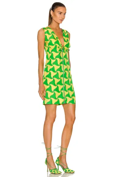 Bottega Veneta Parachute Silk Wavy Triangle Print Dress | Thumbnail 2