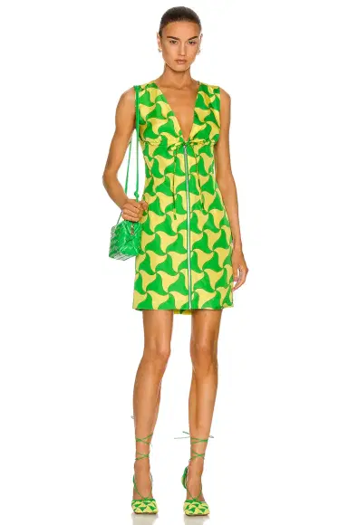 Bottega Veneta Parachute Silk Wavy Triangle Print Dress | Thumbnail 1