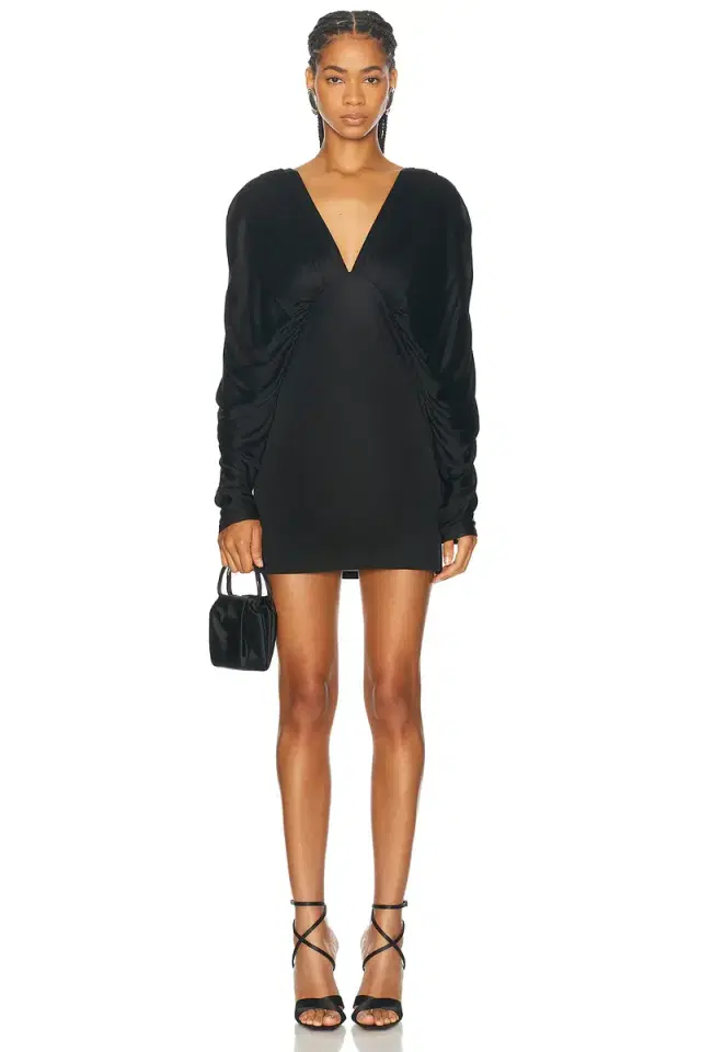 Atlein Draped V-neck Mini Dress