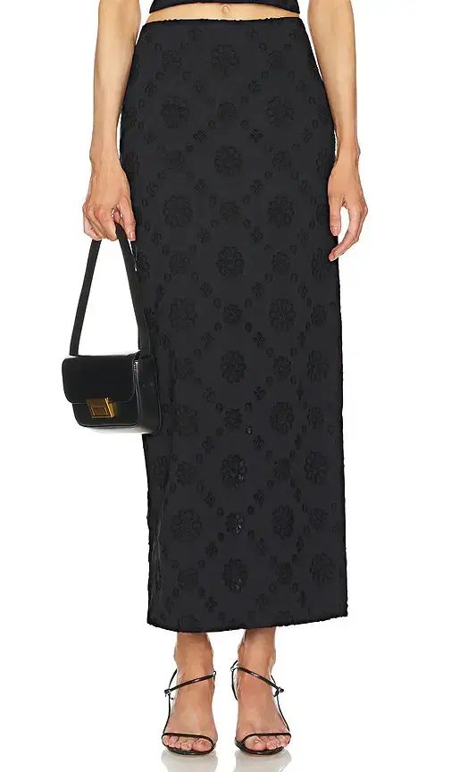 Helsa Eyelet Column Midi Skirt