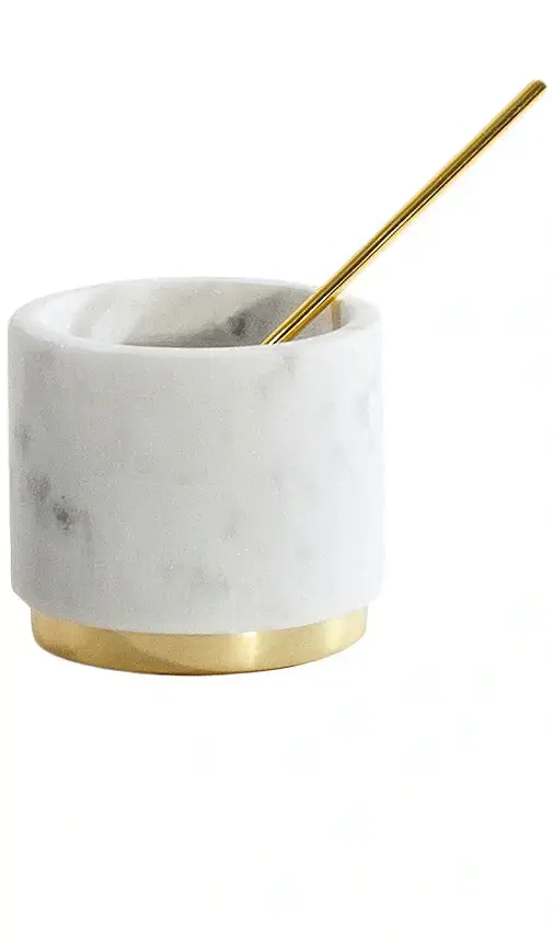 HAWKINS NEW YORK Simple Marble and Brass Sugar Pinch Pot