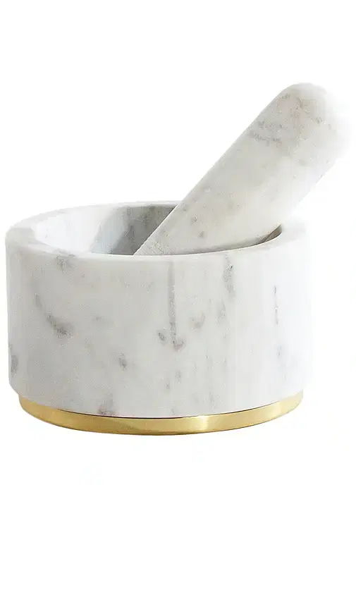 HAWKINS NEW YORK Simple Marble and Brass Mortar and Pestle