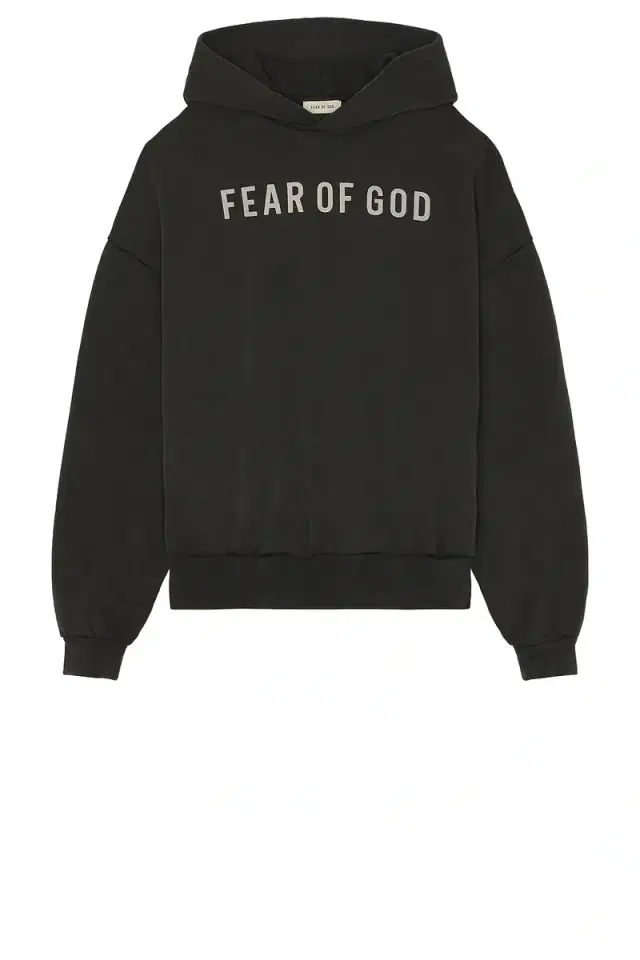 French Terry Overlapped Grey Print Logo Hoodie
