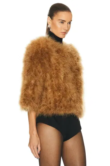 Yves Salomon Feather Cropped Jacket | Thumbnail 3 Yves Salomon Feather Cropped Jacket | Thumbnail 3