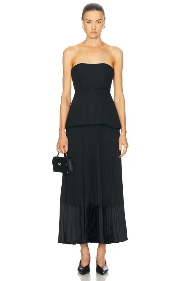 SIMKHAI Prisca Belted Bustier Tea Length Dress