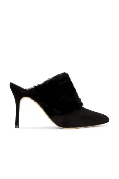 Manolo Blahnik Pelos 90 Suede Mule | Thumbnail 1 Manolo Blahnik Pelos 90 Suede Mule | Thumbnail 1