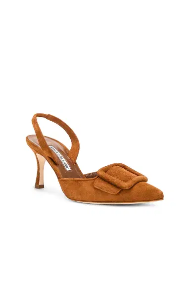 Manolo Blahnik Maysli 70 Suede Slingback Pump In Medium | Thumbnail 2 Manolo Blahnik Maysli 70 Suede Slingback Pump In Medium | Thumbnail 2