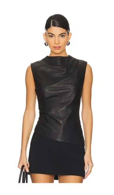 Aexae Leather Ruched Top | Thumbnail 1