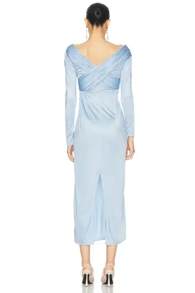 ALEJANDRA ALONSO ROJAS Long Sleeve Draped Jersey Dress | Thumbnail 3