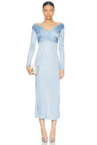ALEJANDRA ALONSO ROJAS Long Sleeve Draped Jersey Dress | Thumbnail 1