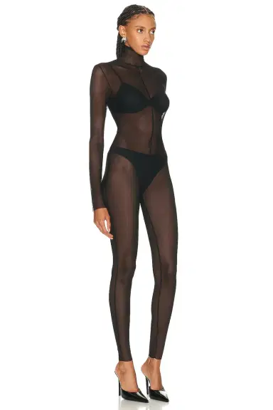 Norma Kamali Long Sleeve Slim Fit Turtleneck Catsuit | Thumbnail 2 Norma Kamali Long Sleeve Slim Fit Turtleneck Catsuit | Thumbnail 2