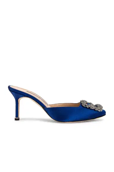 Manolo Blahnik Satin Hangisimu 70 Mule | Thumbnail 1