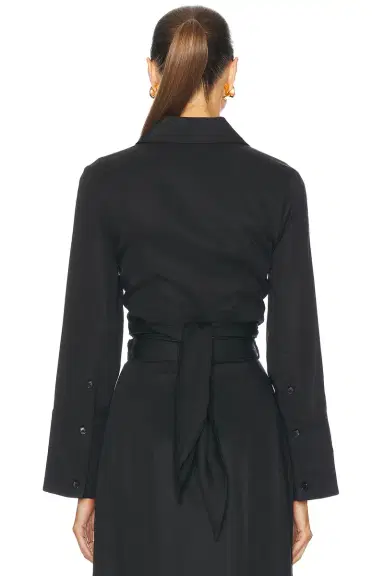 Matthew Bruch Collared Long Sleeve Wrap Top | Thumbnail 4