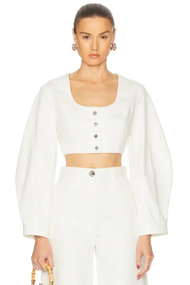 MATTHEW BRUCH Apron Leg Of Mutton Sleeve Crop Top