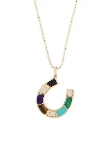 Sydney Evan Mosaic Horseshoe Charm Necklace | Thumbnail 3 Sydney Evan Mosaic Horseshoe Charm Necklace | Thumbnail 3