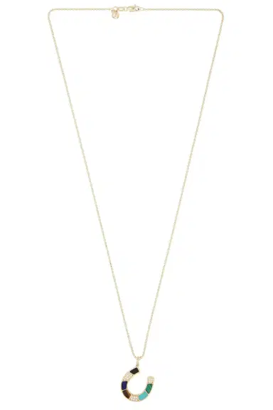 Sydney Evan Mosaic Horseshoe Charm Necklace | Thumbnail 1 Sydney Evan Mosaic Horseshoe Charm Necklace | Thumbnail 1