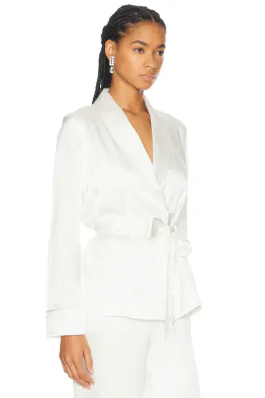 fleur du mal X Galia Lahav Beaded Fringe Silk Smoking Jacket | Thumbnail 2