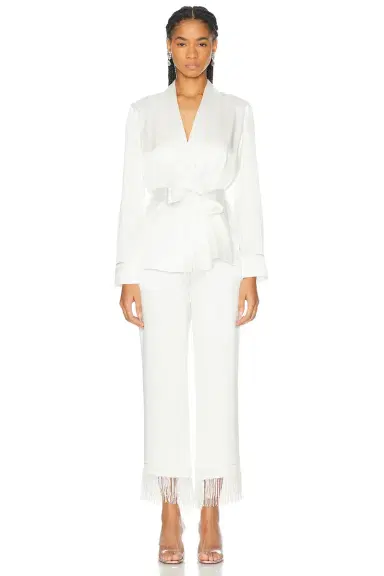 fleur du mal X Galia Lahav Beaded Fringe Silk Smoking Jacket | Thumbnail 4