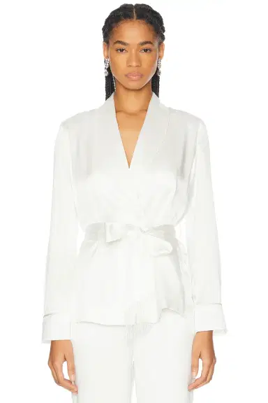 fleur du mal X Galia Lahav Beaded Fringe Silk Smoking Jacket | Thumbnail 1