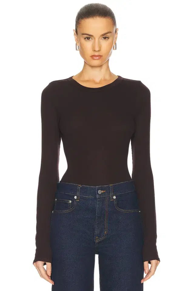 Enza Costa Silk Knit Long Sleeve Crewneck Top