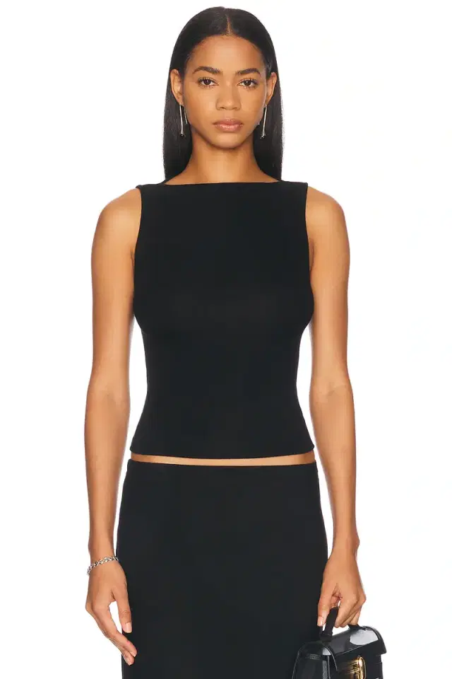 Silk Knit Sleeveless Boatneck Top