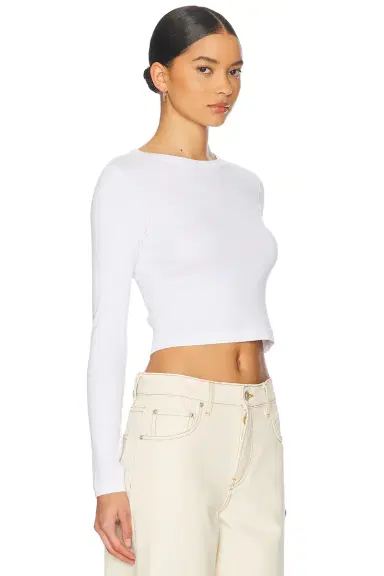 ENZA COSTA Supima Baby Rib Long Sleeve Cropped Top | Thumbnail 2