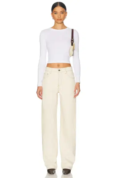 ENZA COSTA Supima Baby Rib Long Sleeve Cropped Top | Thumbnail 4