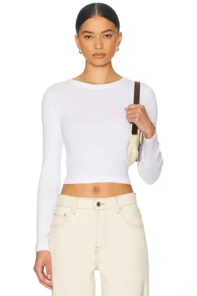 ENZA COSTA Supima Baby Rib Long Sleeve Cropped Top | Thumbnail 1