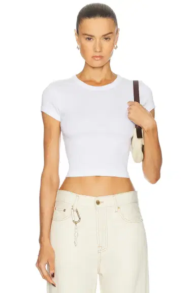 ENZA COSTA Supima Baby Rib Cropped Tee | Thumbnail 1 ENZA COSTA Supima Baby Rib Cropped Tee | Thumbnail 1