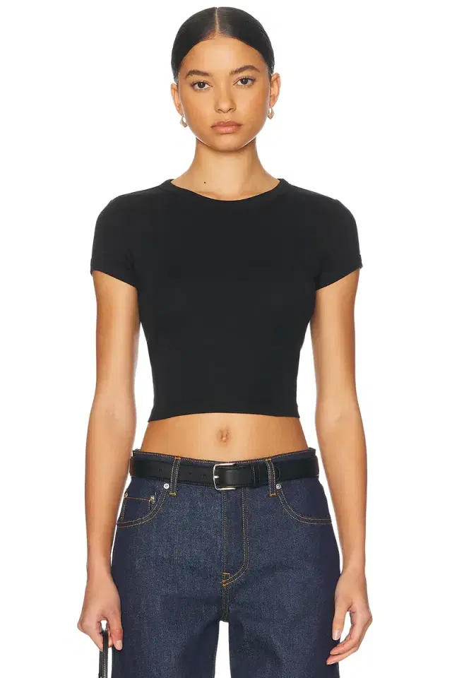 Enza Costa Supima Baby Rib Cropped Tee
