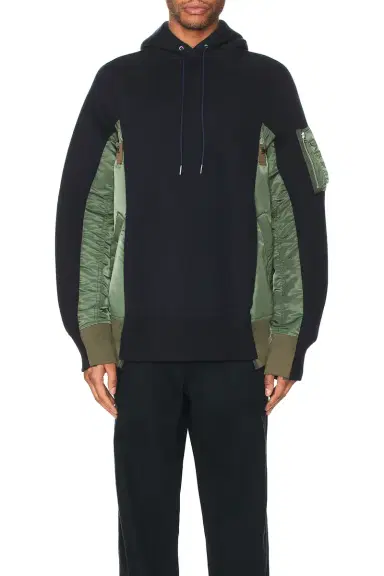 Sacai Sponge Sweat X Nylon Twill Hoodie | Thumbnail 3 Sacai Sponge Sweat X Nylon Twill Hoodie | Thumbnail 3
