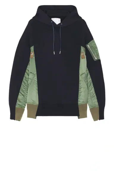 Sacai Sponge Sweat X Nylon Twill Hoodie | Thumbnail 1 Sacai Sponge Sweat X Nylon Twill Hoodie | Thumbnail 1